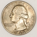 Numismática, EUA. Quarter Dollar ano 1944, prata 900, 6,75g, 24mm. Original.