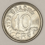 Numismática, Brasil. Moeda de 10 cruzeiros reais ano 1933. Tamanduá, V. 432. Flor de cunho.