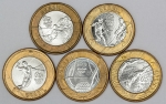 Numismática, Brasil. Lote com 9 moedas de 1 real Olimpíadas 2016, sem repetição.