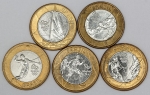 Numismática, Brasil. Lote com 9 moedas de 1 real Olimpíadas 2016, sem repetição.