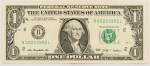 Numismática, EUA. Cédula de 1 dólar americano, ano 2009, New York.