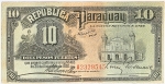 Numismática, Paraguai. Cédula de 10 Pesos Fuertes 1920 P-144a