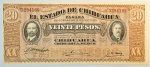 Numismática, México. Cédula de 20 Pesos 1915 P-S537b FE
