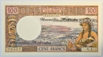 Numismática, Novas Hébridas. Cédula de 100 Francos 1970 P-18d FE