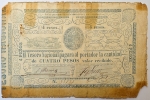Numismática, Paraguai. Cédula de 4 Pesos 1865 P-24 BC