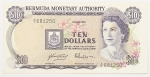 Numismática, Bermuda. Cédula de 10 Dólares P-30 MBC+