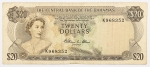 Numismática, Bahamas. Cédula de 20 Dólares P-39b MBC