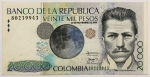 Numismática, Colômbia. Cédula de 20 Mil Pesos P-454M FE