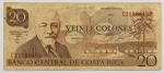 Numismática, Costa Rica. Cédula de 20 Colones P-238c MBC