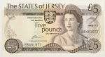 Numismática, Jersey. Cédula de 5 Libras P-12a MBC