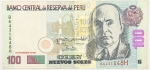 Numismática, Peru. Cédula de 100 Nuevos Soles P-181 MBC