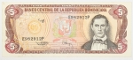 Numismática, República Dominicana. Cédula de 5 Pesos P-146 MBC