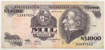 Numismática, Uruguai. Cédula de 1000 Pesos Novos P-64b MBC