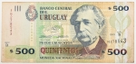 Numismática, Uruguai. Cédula de 500 Pesos P-82 MBC
