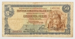 Numismática, Uruguai. Cédula de 50 Pesos P-38 MBC