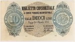 Numismática, Itália. Cédula de 10 Liras P-5 MBC+