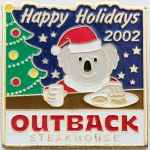 Colecionismo - PIN OUTBACK STEAK HOUSE USA - Altamente colecionável -  Happy Holidays 2002 - Muito procurado por entusiastas do Restaurante OutBack