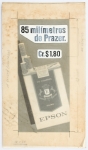Colecionismo - Cigarros EPSON - Memorabília de Markenting - Modelo referência para propaganda dos Cigarros Epson da R.J. Reynolds tabacos do Brasil - Modelo em tons de cinzas e anotações de época de dimenções e acabamentos - 24 x 11 cm