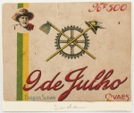 Colecionismo - Cigarros 9 de Julho - Revolução Paulista - Frente recortada do maço de Cigarros `9 de Julho`  - Fábrica Sudan - Ovaes 
