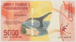 Numismática, Madagascar. Flor de estampa. 5000 Ariary.