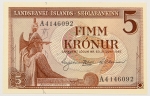 Numismática, Islândia. 5 Coroas 1957. Flor de estampa.