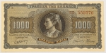 Numismática, Grécia. 1000 Dracmas 1942. Flor. II Guerra.