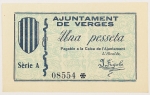 Numismática, Espanha. Guerra Civil. Uma Peseta. Verges