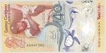 Numismática, Caribe. 2 Dollars. Comemorativo. Polímero. Flor.