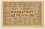 Numismática, Estônia. 10 Penni 1919. Rara.