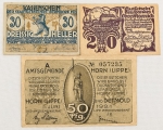 Notgeld. Lote com 3 peças.