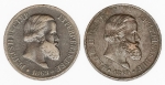 Numismática, Brasil. Lote com 2 peças de 20 Réis de 1869. Com e sem ponto.