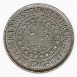 Numismática, Brasil. 40 Réis. Bronze. 1907. Linda.