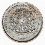 Numismática, Brasil. 20 Réis. Bronze. 1904. Linda.