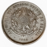 Numismática, Brasil. 20 Réis. Bronze. 1908.