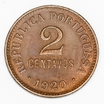 Numismática, Portugal. 2 Centavos 1920.