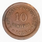 Numismática, Portugal. 10 Centavos 1924. Perfeita.