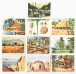 África Alemã. Figurinhas centenárias de colônia alemã. Raríssimas. Costumes, hábitos, paisagens, animais, tipos etc. 10 (dez) peças. Brindes de cigarros.