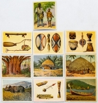 África Alemã. Figurinhas centenárias de colônia alemã. Raríssimas. Costumes, hábitos, paisagens, animais, tipos etc. 10 (dez) peças. Brindes de cigarros.