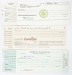 Cheques antigos. Peças curiosas, atualmente com crescente procura por numismatas e colecionadores em geral. Lote com 3 peças variadas.