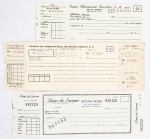 Cheques antigos. Peças curiosas, atualmente com crescente procura por numismatas e colecionadores em geral. Lote com 3 peças variadas.