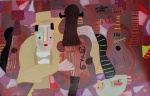 Asfaduroff Nibbes, Músico, óleo sobre tela, 64x100cm, sem moldura