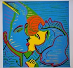 Rubens Gerchman, O Beijo, gravura 17/100, 72x80cm, sem moldura