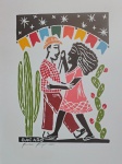 Bacaro Borges, Festa Junina, xilogravura, 2026, assinada, 32x24cm, sem moldura