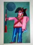 Aldemir Martins, Cangaceiro, gravura, tiragem 17/100, 10x70cm, Edição Póstuma, sem moldura