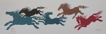 Fang, Cavalos, gravura, tiragem PA 2/5, 16x49cm, sem moldura, necessita de limpeza
