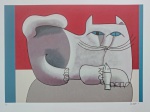 Inos Corradin, Gato, gravura, PA, Assinatura Serigrafada, 50x70cm, sem moldura