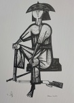 Aldemir Martins, Cangaceiro Sentado, gravura, tiragem PE, Edição Póstuma, 50x35cm, sem moldura