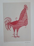 Aldemir Martins, Galo Vermelho, gravura, tiragem 96/100, Edição Póstuma, 50x36cm, sem moldura