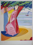 Cícero Dias, Mulher na Praia, gravura, tiragem PA, 109x75cm, sem moldura