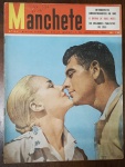 Revista Manchete Nº 194 (7 de Janeiro de 1956) - Retrospecto Cinematográfico / Melhores Paulistas de 55 -  Um exemplar altamente colecionável que traz um valioso panorama cultural, cinematográfico e social do marcante ano de 1955. Capa: Apresenta excelente nitidez e preservação das cores originais (como o azul do fundo). Contém marcas normais e suaves de manuseio nas bordas externas, além das habituais anotações de arquivo à caneta de forma discreta no canto superior direito (abaixo e ao lado do logotipo).